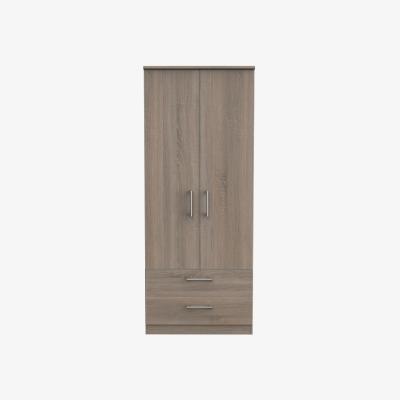 The Range Devon 2ft6in 2 Drawer Wardrobe in Darkolino Oak - Darkolino (Dark) Oak