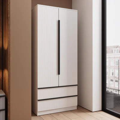 The Range FWStyle White 2 Door 2 Drawer Combination Wardrobe Ripple Front - Matt White