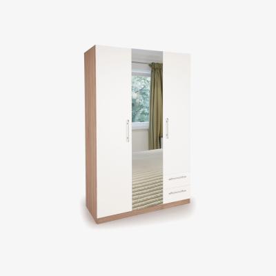 The Range Ashburton Three Door Two Drawer Wardrobe with Mirror - Oak / White
