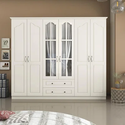 The Range JULES 6 Door 2 Drawer Wardrobe, White - White