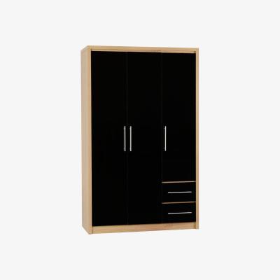 The Range Seville 3 Door 2 Drawer Wardrobe - Black