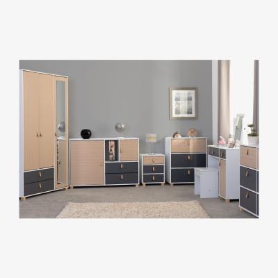 The Range Brooklyn 3 Door 2 Drawer Wardrobe - White, Oak Effect and Grey