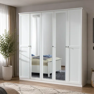 The Range Chalet Matt White 5 Door 225cm Wardrobe with Mirror - White