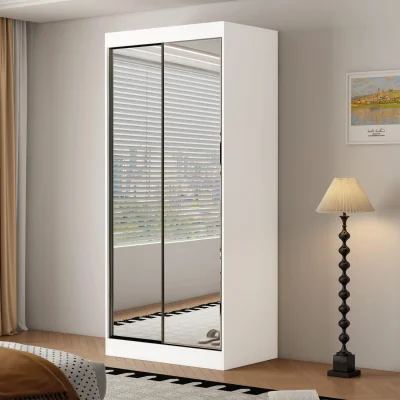 The Range Oracle 100cm Full Mirror Sliding Door Wardrobe - White