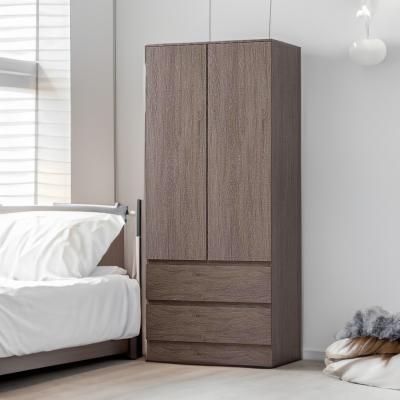 The Range 2 Door 2 Drawer Rustic Oak Combination Wardrobe - Brown