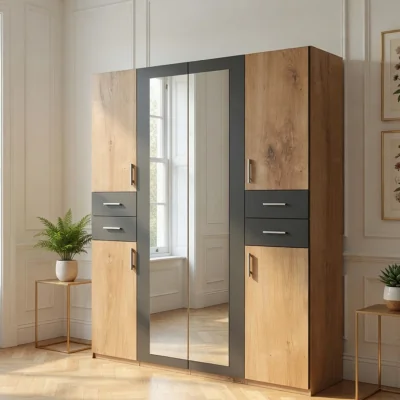 The Range Vegas Oak 4 Doors 4 Drawers 180cm Wardrobe - Oak