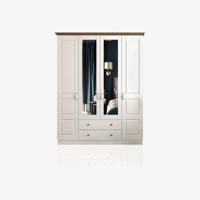 The Range ASHTON 4 Door 2 Drawer Mirrored Wardrobe, White - White