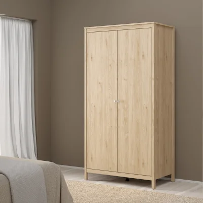 The Range Madrid Wardrobe with 2 Doors in White - Jackson Hickory Oak