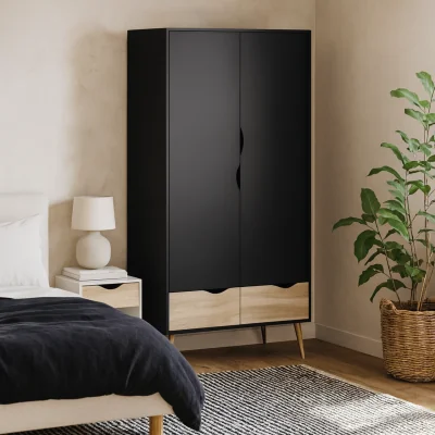 The Range Sapporo 2 Door 2 Drawer Wardrobe Matt Natural - White and Natural