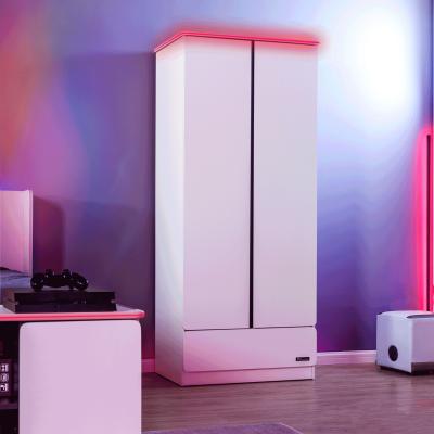 The Range CARBON-TEK 2 Door Wardrobe with Drawer and LED Lights - White