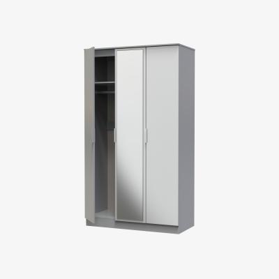 The Range Plymouth Ready Assembled Triple Mirror Wardrobe - Uniform Grey & Dusk Grey