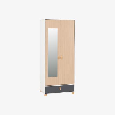 The Range Brooklyn 2 Door 1 Drawer Wardrobe - White, Grey and Oak Effect