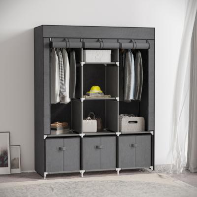 The Range Fabric Wardrobe with Shelves Clothes Hanging Rails Fabric Drawers - Dark Grey