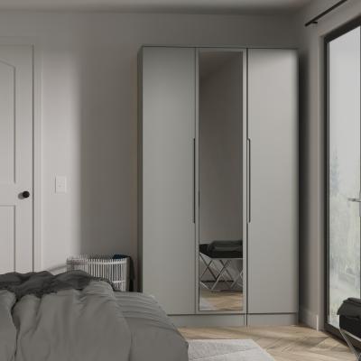 The Range Milan Ready Assembled Tall Triple Mirror Wardrobe - Dusk Grey