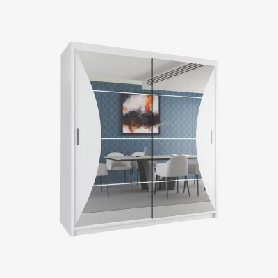 The Range Cairo Curved Mirror Sliding Wardrobe - White / 203cm