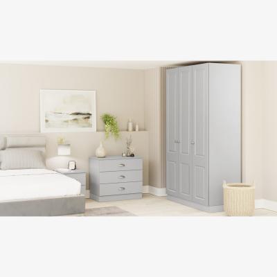 The Range Single Wardrobe with Single Rail Classic Square Panel - Light Grey