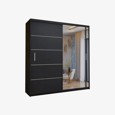 The Range Volga Sliding Mirror Door Wardrobe - Black / 180cm