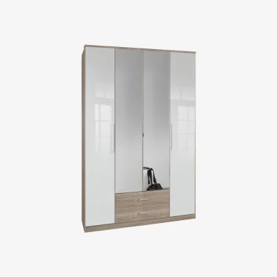 The Range Gamma 4 door gloss white and oak wardrobe - Gloss White and Oak