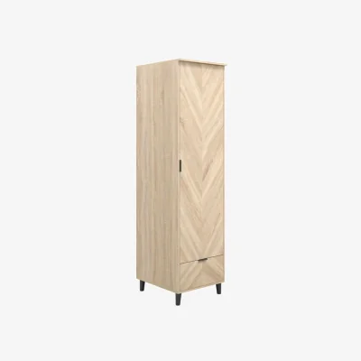 The Range Skerries 1-Door Wardrobe with Oak-Effect Drawer, Matt White - Natural