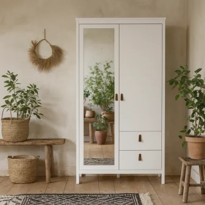 The Range Wildberry Matt 2 Door Wardrobe with Mirror and 2 Drawers - Matt White