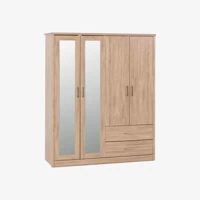 The Range Lisbon 4 Door Wardrobe - Light Oak Effect Veneer
