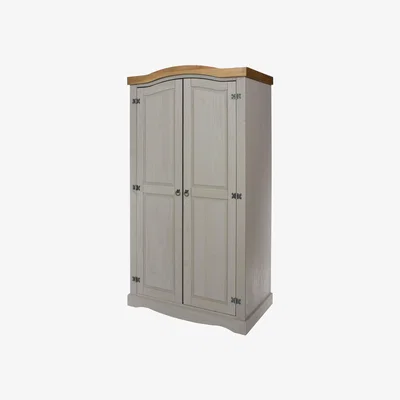 The Range Corona Grey Washed Two Door Wardrobe - Grey wash