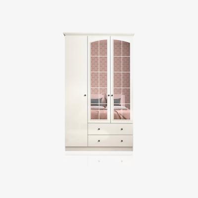 The Range ZARA 3 Door 2 Drawer Mirrored Wardrobe, White - White