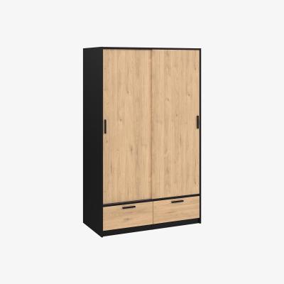 The Range 2-Door Line Wardrobe - Oak & Black