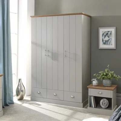 The Range Kendal 3 Door 3 Drawer Wardrobe - Grey