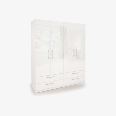 The Range Ashburton Four Door Four Drawer Wardrobe - White / Gloss White