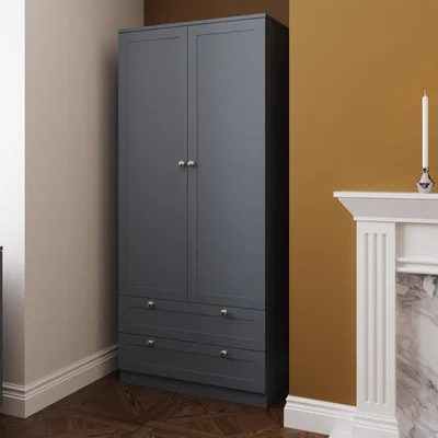 The Range FWStyle Artus Dark Grey 2 Door 2 Drawer Wardrobe Panelled Design - Dark Grey