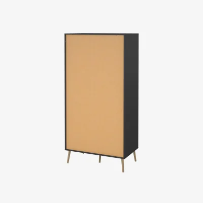 The Range Wyld Haus Quietbloom Dark Grey Matt Wardrobe, 2 Doors 2 Drawers, Oak Handles - Grey