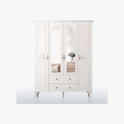 The Range CLARA Plus 4 Door 2 Drawer Mirrored Wardrobe, White - White