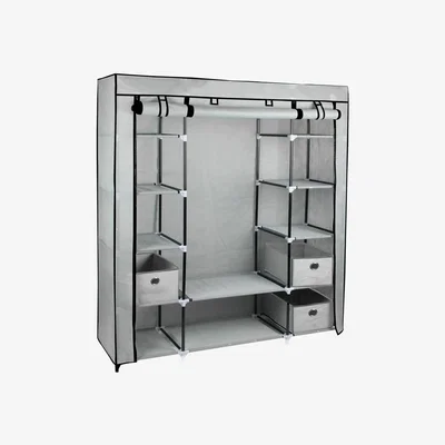 The Range Large Fabric Canvas Wardrobe - Grey