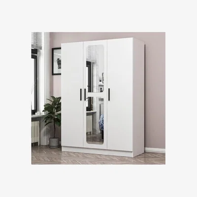 The Range Kale 3 Door and 2 Drawer Wardrobe with Mirror white - White