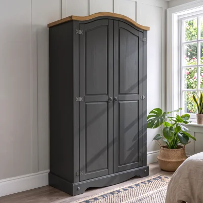 The Range Mercers Furniture Corona Charcoal Grey 2 Door Arch Top Wardrobe - Charcoal Grey