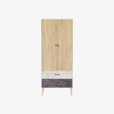 The Range Nordic 2 Door 2 Drawer Wardrobe - White, Distressed Effect