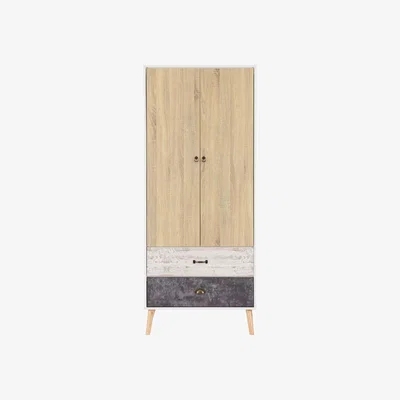 The Range Nordic 2 Door 2 Drawer Wardrobe - White, Distressed Effect