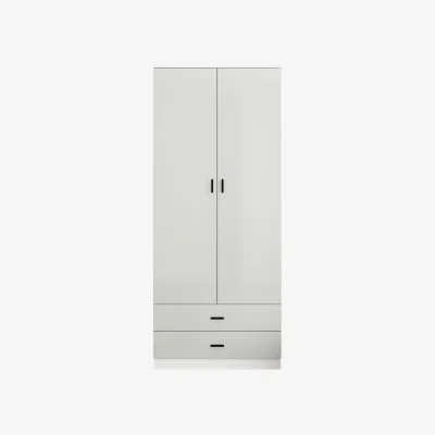 The Range URBNLIVING Gloss 2 Door Wardrobe with 2 Drawers - Grey / 135cm / 30.00kg