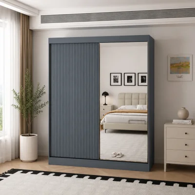 The Range Berlin 200cm Dark Grey Sliding Door Wardrobe with Mirror Panel - Grey