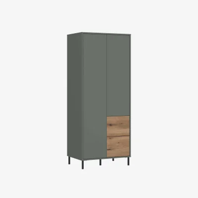 The Range Wyld Haus Malmo 2-Door Wardrobe with 2 Drawers, Olive Green and Natural Oak - Green and Natural
