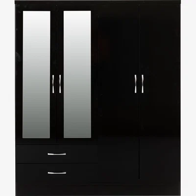 The Range Nevada 4 Door 2 Drawer Wardrobe - Black Gloss