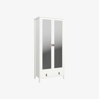 The Range Tromso Mirrored 2 Door Wardrobe With Leather Handles - White