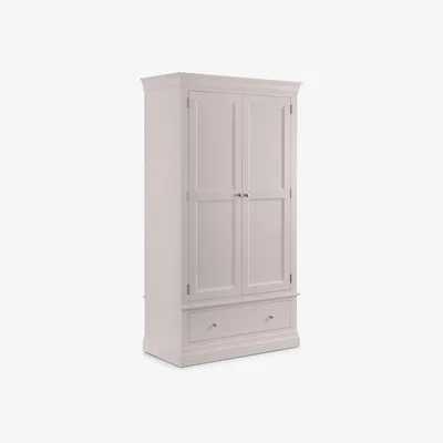 The Range Clermont 2 Door 1 Drawer Wardrobe - Light Grey - Light Grey