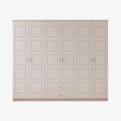 The Range REGAL 6 Door 2 Drawer White Wardrobe - White