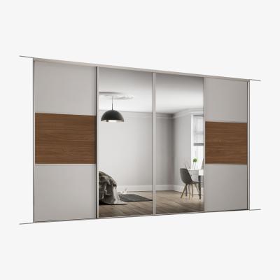 The Range Spacepro Dove Grey Frame & Split Panel With Mirrored Classic Sliding Door Kit - Dove Grey/Walnut / 2370mm / 4