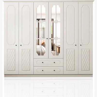 The Range THEO 6 Door 2 Drawer Mirrored Wardrobe, White - White