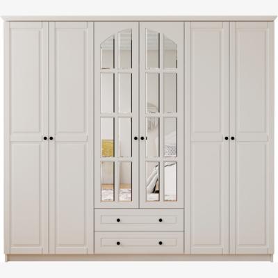 The Range MAISON XL 6 Door 2 Drawer Mirrored White Wardrobe - White