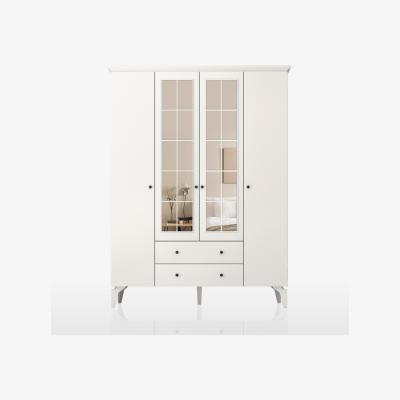The Range PABLO Plus 4 Door 2 Drawer Mirrored Wardrobe, White - White