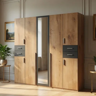 The Range Vegas Oak 5 Doors 4 Drawers 225cm Wardrobe - Oak